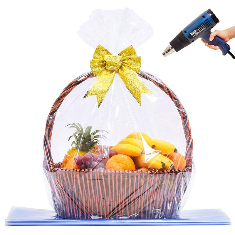 LazyMe Extra Large Jumbo Shrink Wrap Bags Cellophane Wrap for Gift Baskets 37x45 Inch Christmas Basket Bags 10 pcs XXL